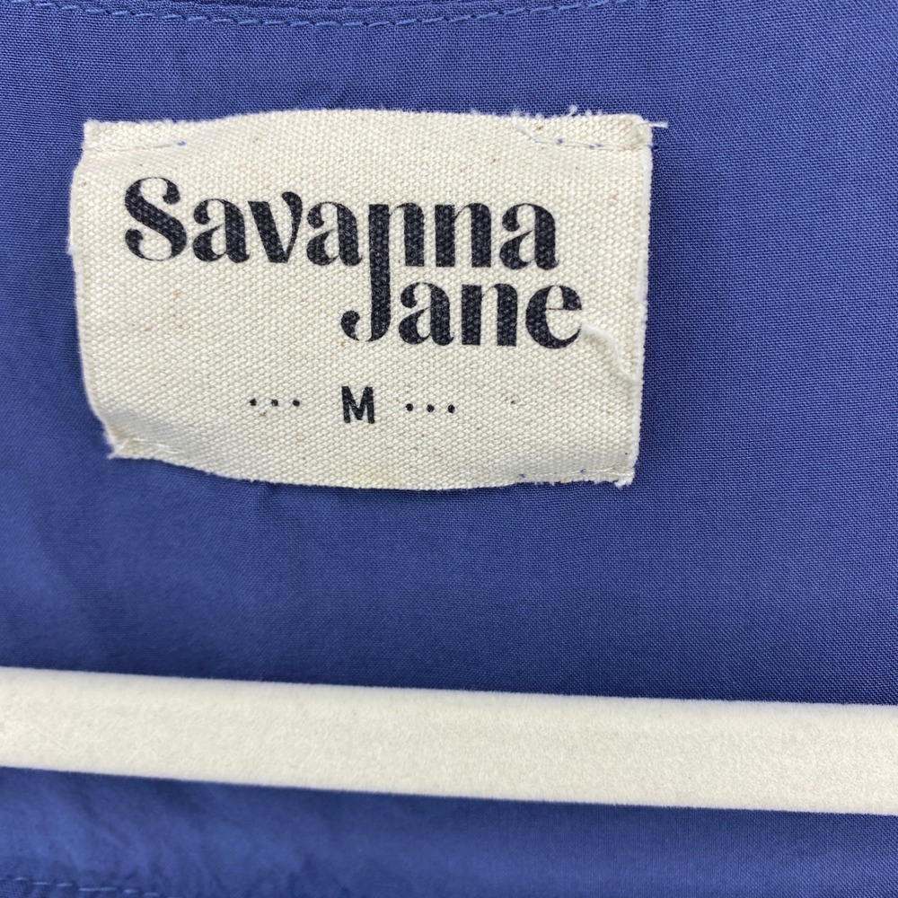 Savanna Jane Blue Floral Embroidered Boho Peasant Blouse Puff Sleeve Medium - Picture 3 of 12